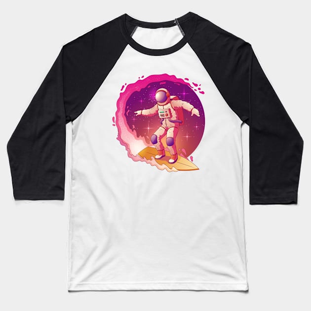 Surfing Astronaut Baseball T-Shirt by West Lagos Designs